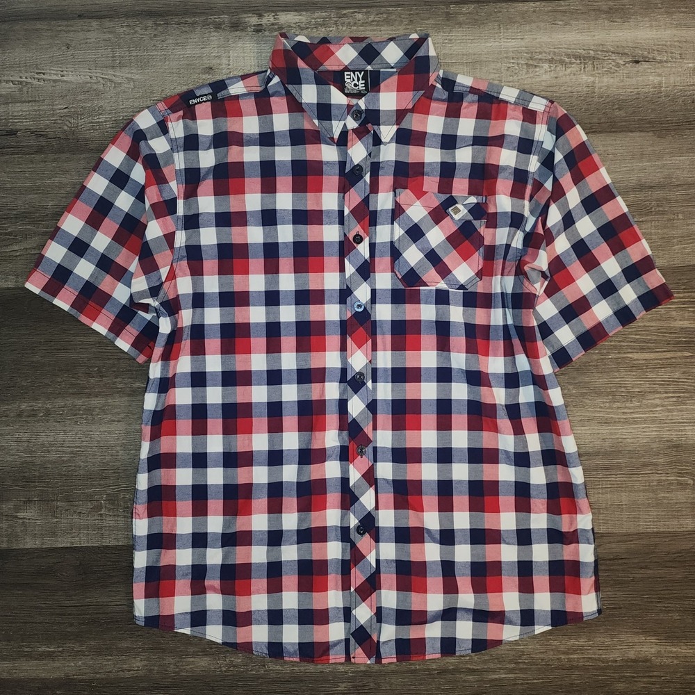 Vintage‎ Y2K Enyce Mens Button Front Shirt Size 3XL Hip Hop Streetwear Plaid